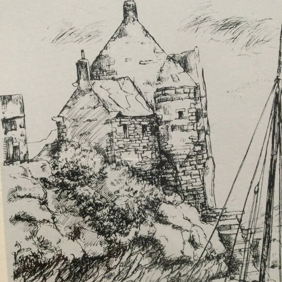 Vintage etching ? Print with wood frame Le Dayon by Michel Furet - Picture 4 of 6